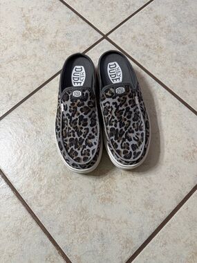 Hey Dude Women’s Slip-On Sneakers in Leopard Brown and Black